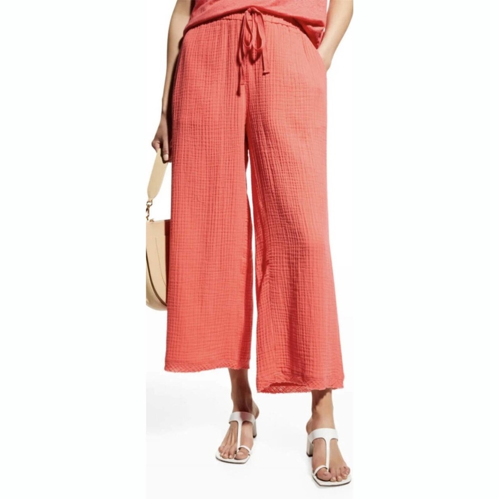 NEW Eileen Fisher Wide Leg Watermelon Cropped Pant Medium $178
